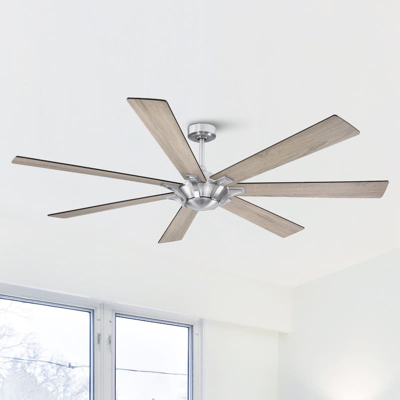 72" Farmhouse Oak Wooden 7-Blade Reversible Windmill Ceiling Fan without Light