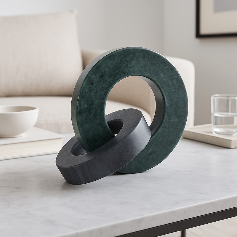 Marble Decorative Object Contemporary Interlocking Ring Sculpture