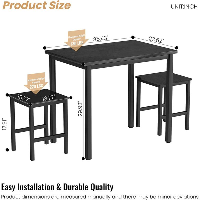 Small Dining Table Set for 2, Home Kitchen Furniture Perfect Choice, Compact and Durable, Easy Assembly