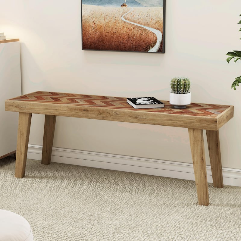 Natural Mango Wood Bench - Handcrafted Dining Seating - 48" L - Natural - 48" L