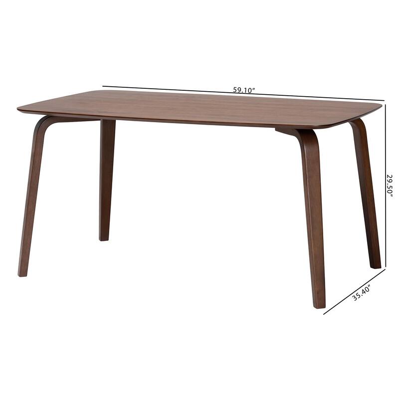 Billie Wood Dining Table - Bentwood Leg Table with Rectangular Top, Mid-Century Style Centerpiece Seats 4-6 in Dining Room