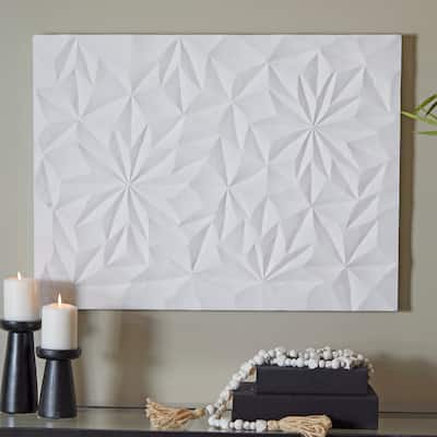 CosmoLiving by Cosmopolitan White Wooden Handmade Carved Dimensional Abstract Panel Geometric Home Wall Decor