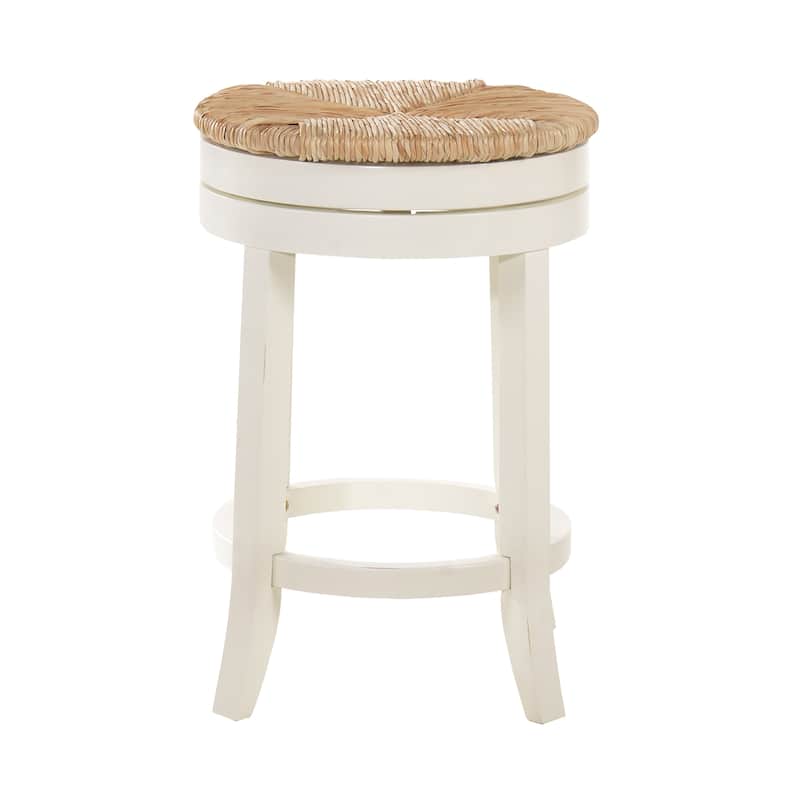 The Curated Nomad Aragon Rush Seat Swivel 24-inch Counter Stool