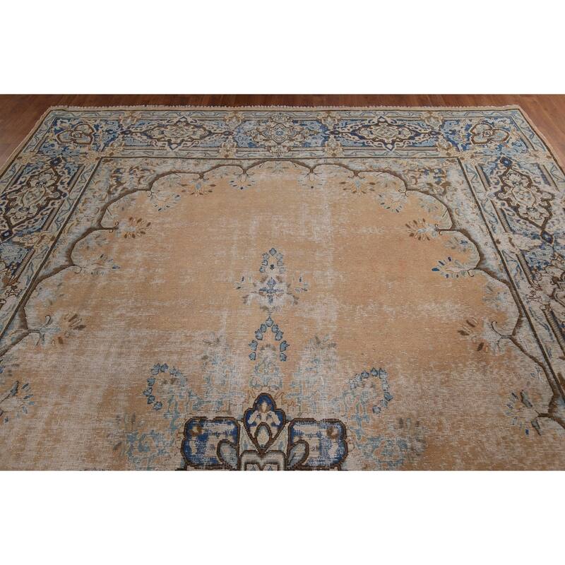 Geometric Kerman Persian Large Rug Handmade Wool Carpet - 9'7" x 13'11"