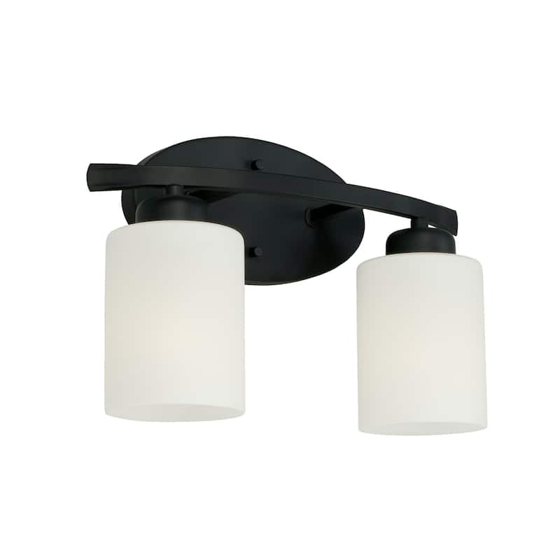 Dixon 13-inch 2-light Bath/ Vanity Fixture w/ Soft White Glass - Matte Black
