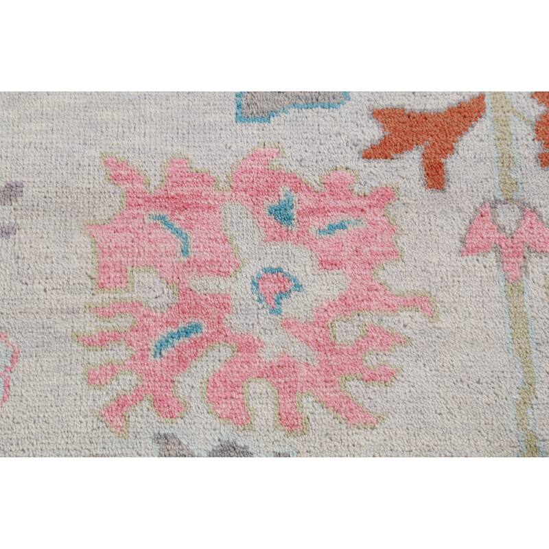 Hand Knotted Oriental 100% Wool Carpet Transitional All-Over Greys & Charcoal Oushak Area Rug - 9' 11'' X 7' 11''