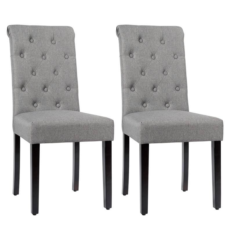 Costway Set of 2 Parsons Upholstered Fabric Chair with Wooden Legs