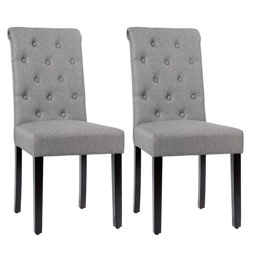 Costway Set of 2 Parsons Upholstered Fabric Chair with Wooden Legs