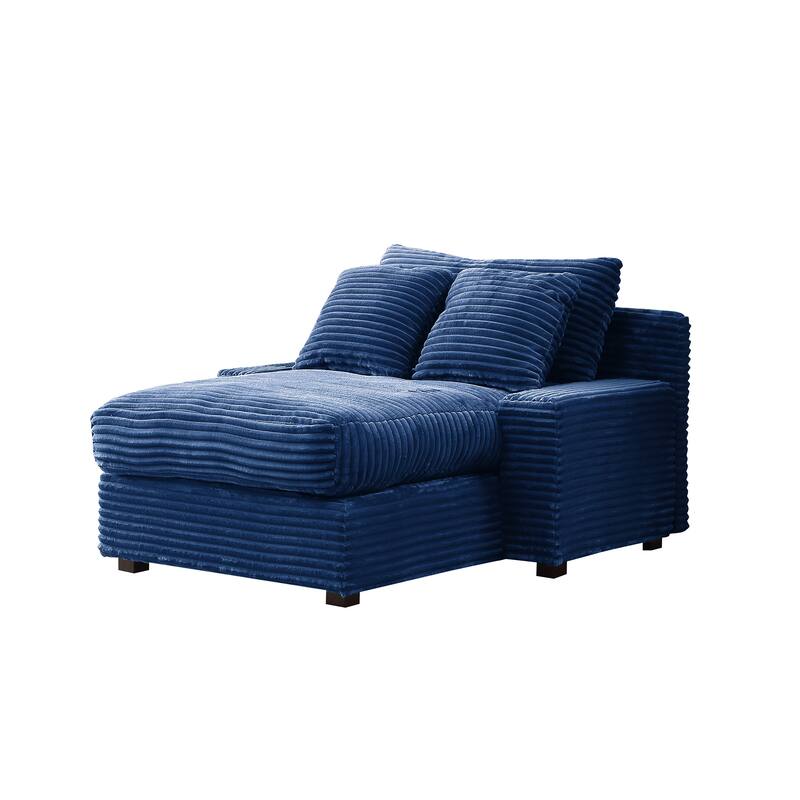 Corduroy Upholstered Lounge Chair with Storage Ottoman, Modern Leisure Sofa Chair, Chaise Reading Chair for Living Room, Bedroom