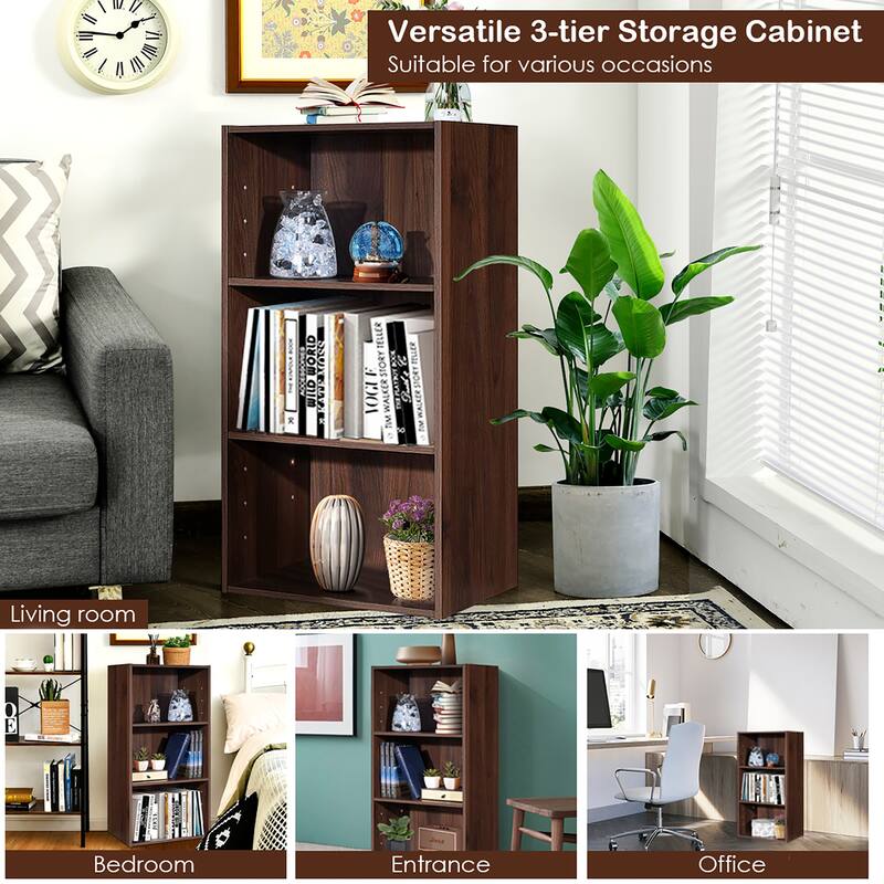 Gymax 3 Open Shelf Bookcase Modern Multi-functional Storage Display - See Details