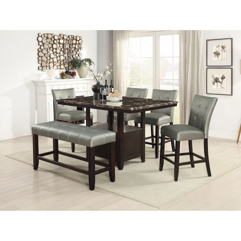 Faux Leather Wood High Bench