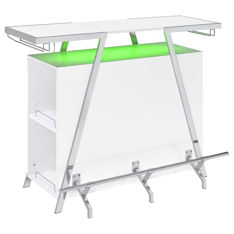 Araceli White High Gloss Freestanding LED Home Bar Cabinet