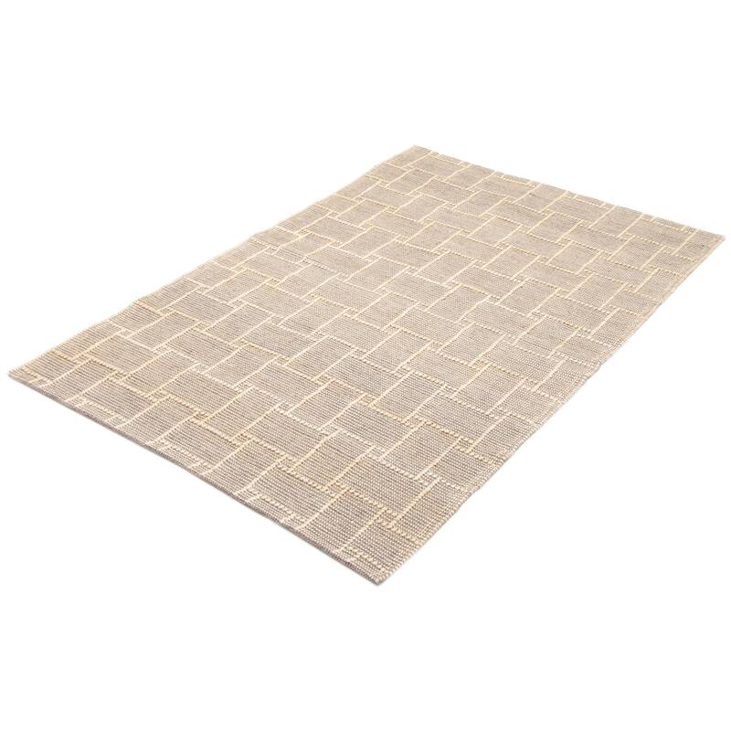 ECARPETGALLERY Braid weave Sienna Cream Wool Rug - 5'0 x 7'11