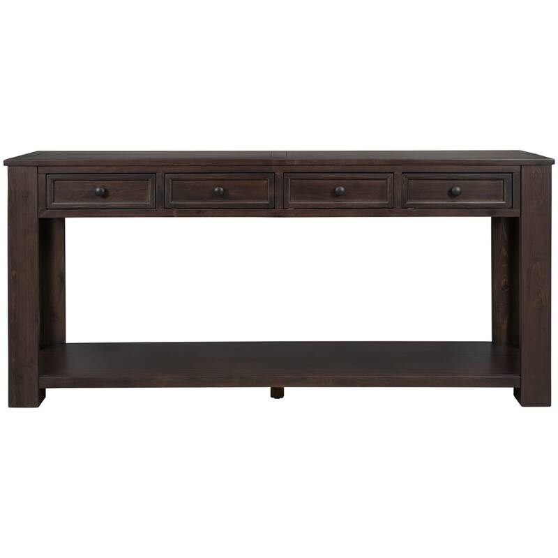 Merax Rustic Console Table with Storage Drawers and Bottom Shelf