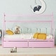 preview thumbnail 2 of 22, Twin Size House Shaped Platform Bed with 2-Storage Drawers, Headboard and Footboard, Modern Sleek Design for Bedroom, Pink