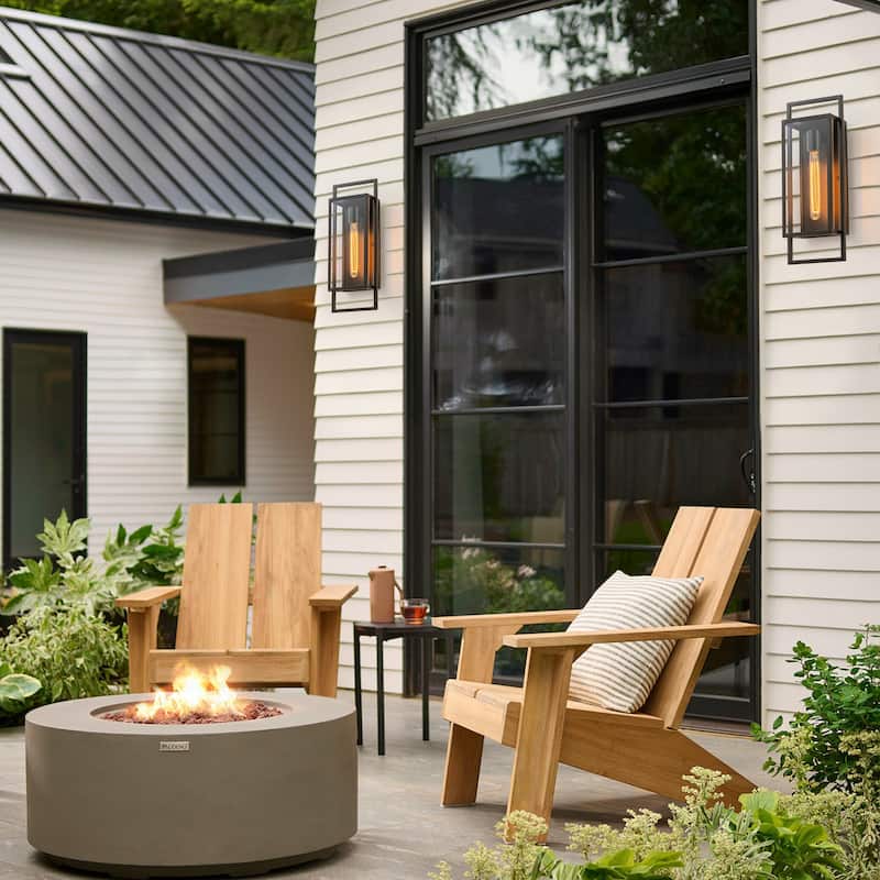 Rennnsan 1-Light Matte Black Rectangular Iron IP23 Outdoor Wall Sconce for Patio