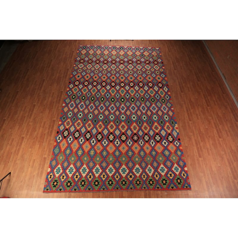 Palace Size Kilim Oriental Large Rug Hand-Woven Wool Carpet - 9'11"x 16'6"