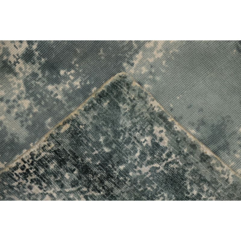 Hand Knotted Oriental Viscose Silk Carpet Modern Abstract Green Abstract Area Rug - 8' 1'' X 4' 11''