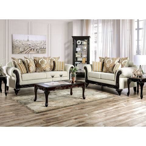 Furniture of America Brondon Traditional Cream 2-piece Sofa Set