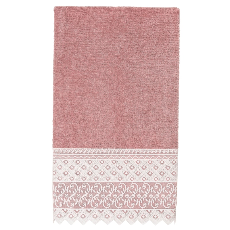 Authentic Hotel and Spa 100% Turkish Cotton Aiden 3PC White Lace Embellished Towel Set
