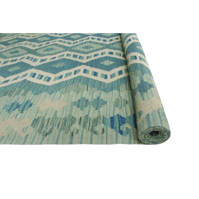 Flatweave Nowa Blue/Ivory Rug - 5'9" x 8'2"