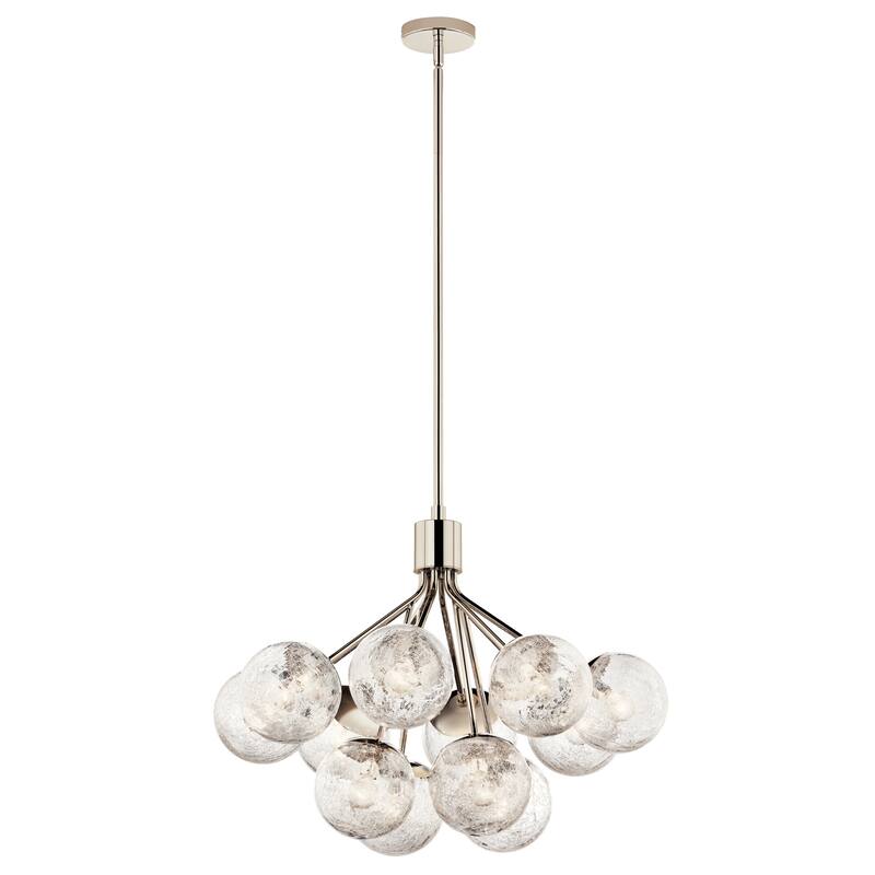 Kichler Lighting Silvarious Crackle Glass Convertible Chandelier - 30 in - Polished Nickel