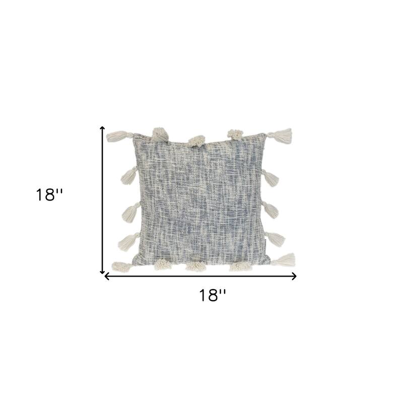 HomeRoots 18" Gray and White Striped Cotton Throw Pillow With Tassels