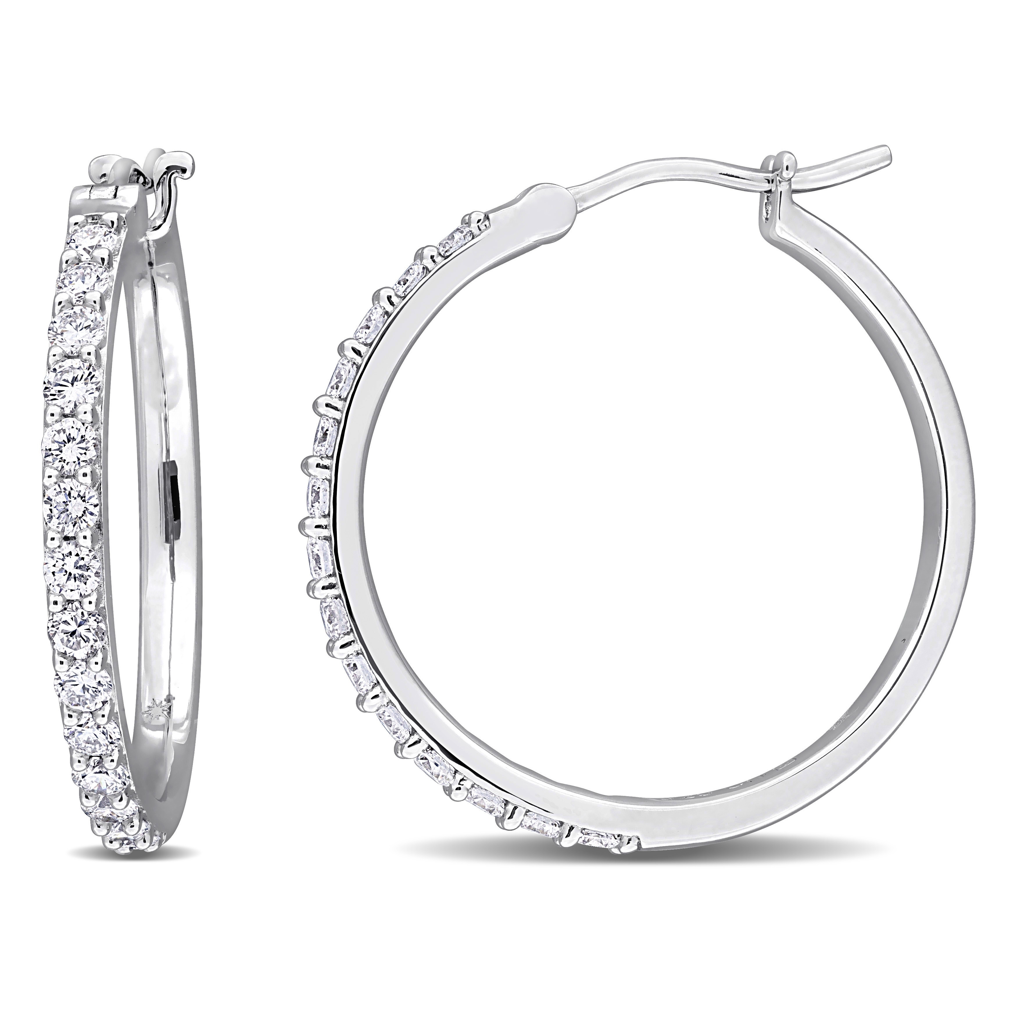 Miadora 1ct TW Lab-Grown Diamond Hoop Earrings Sterling Silver