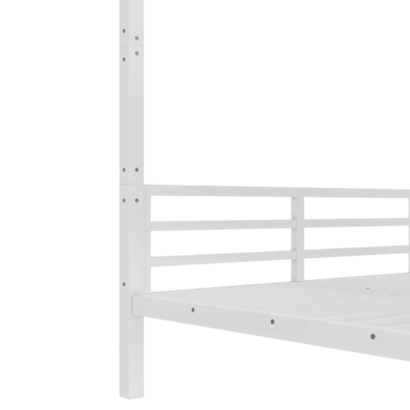 Metal Full XL over Full XL Bunk Bed for Teens and Adults,Space-Saving/Noise Reduced/No Box Spring Needed, White
