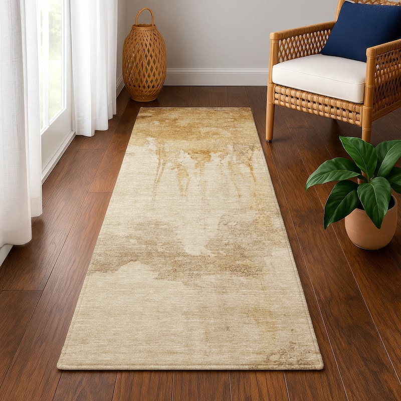 Premium Washable Super Soft Abstract Mayfield Rug - Gold - 2'3" x 7'6"