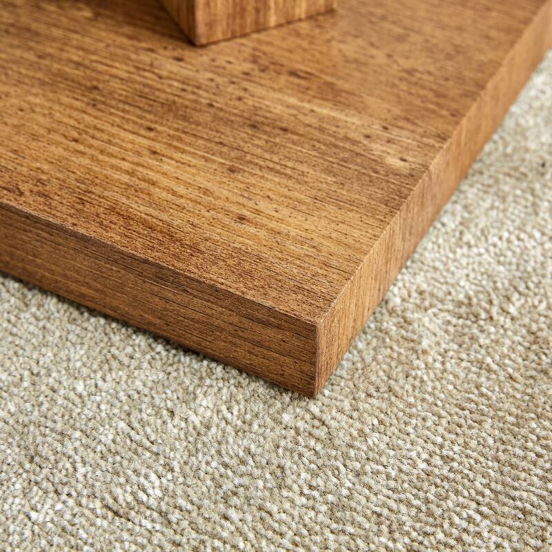 Rectangular Modern And Fashionable Coffee Table With Tempered Glass Tabletop And Wooden Color Mdf Leg