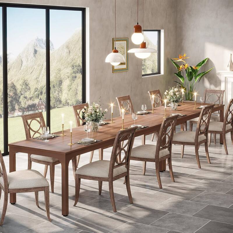 78.7" Rectangle Wood Dining Table, Long Kitchen Table for Living/Dining Room