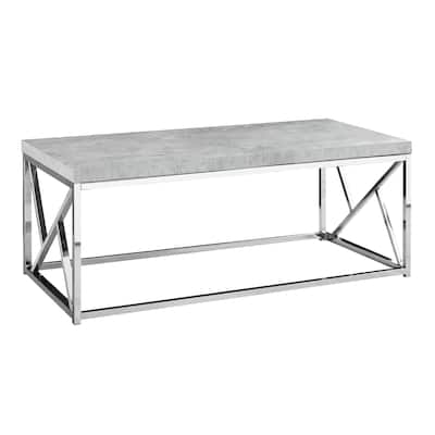 Grey Wood and Glass Coffee Table 44 Inch Modern Living Room Accent Table - 47” x 23.75” x 17”