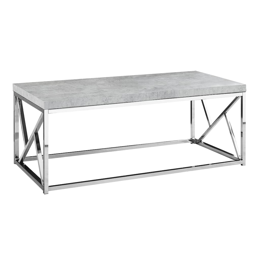 Grey Wood and Glass Coffee Table 44 Inch Modern Living Room Accent Table - 47” x 23.75” x 17”