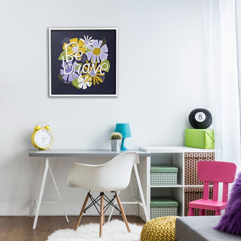 Stupell Be Brave over Florals Framed Giclee Art Design By Mandy Ford Art + Illustration