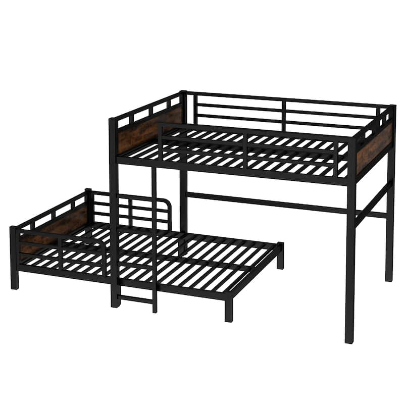 Full XL/Twin XL /Full Metal Bunk Bed, Separable Loft Bed & Platform Bed with Raised Security Fence