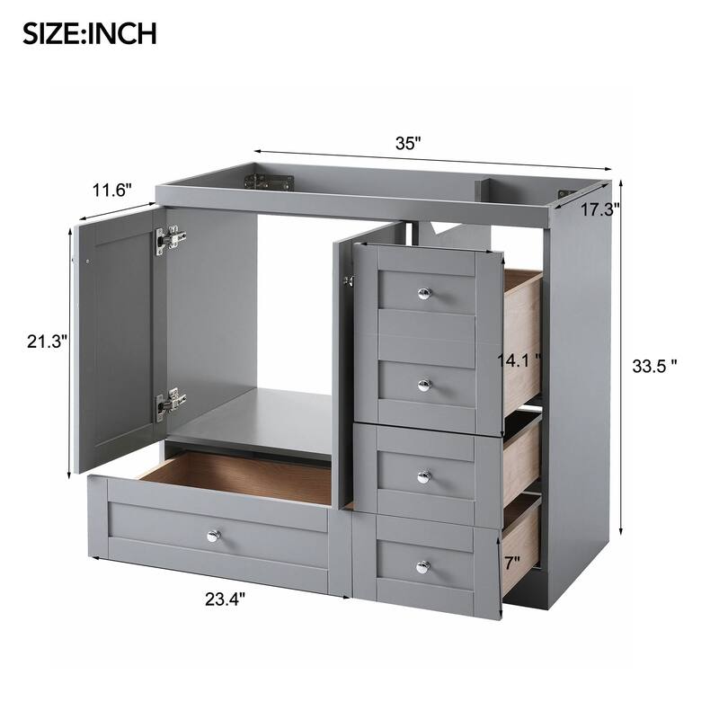 36 inch MDF Freestanding Bathroom Vanity without Counter Top