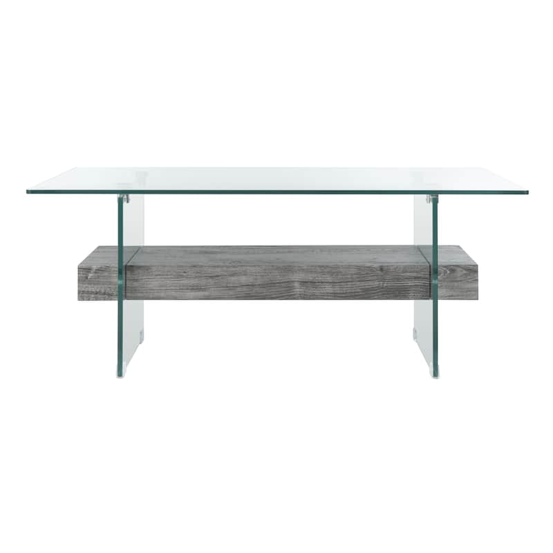SAFAVIEH Kayley Modern Glass Coffee Table - 43.3" x 23.6" x 16.5"
