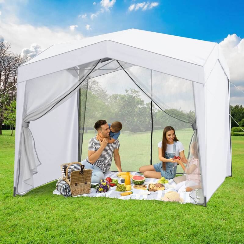 Costway 10 X 10 FT Pop up Canopy Tent with 4 Sidewalls Mesh Netting - See Details