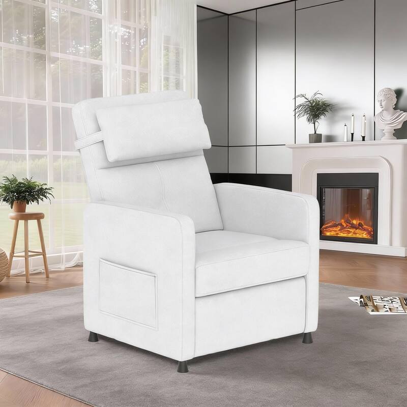 Adjustable Power Recliner, with Massage & Heat - White