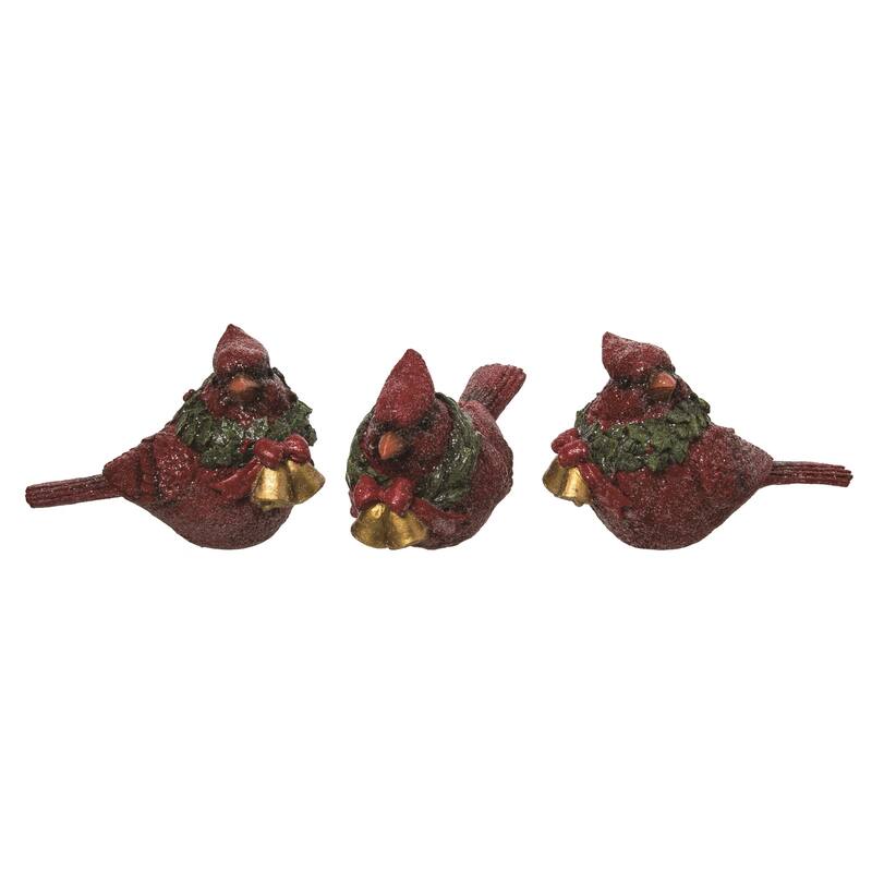 Transpac Small Cardinal w/Wreath Figurine Set of 3 Christmas Home Decorations