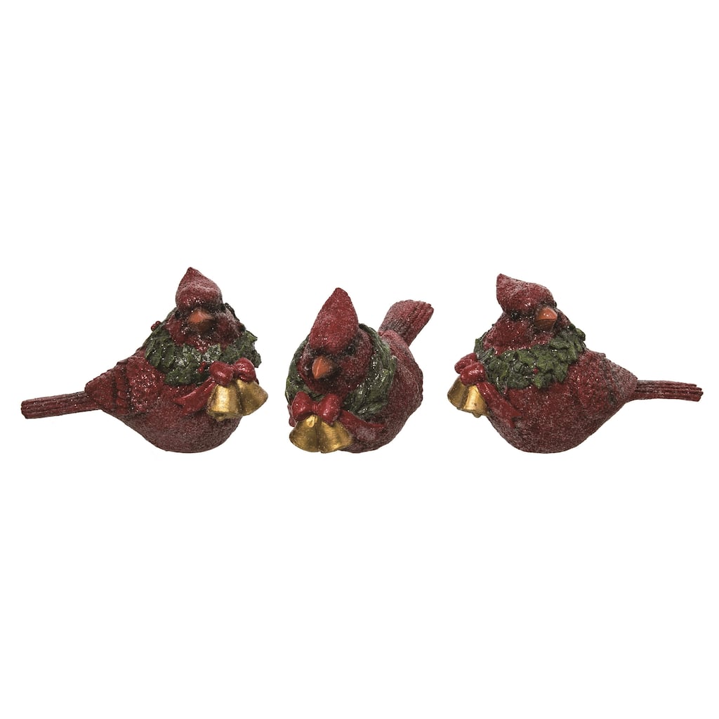 Transpac Small Cardinal w/Wreath Figurine Set of 3 Christmas Home Decorations