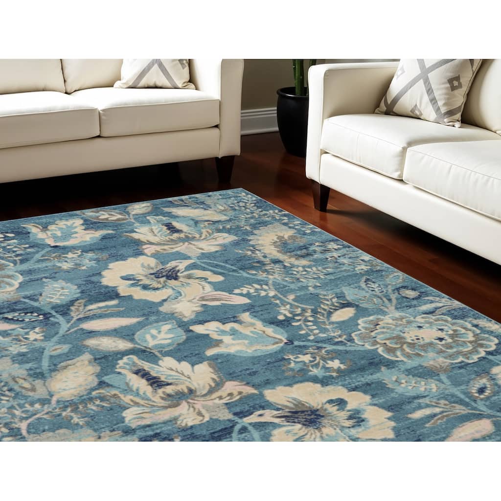 HomeRootsFloral Transitional Rectangle Area Rug - 142' X '106' X '0.5