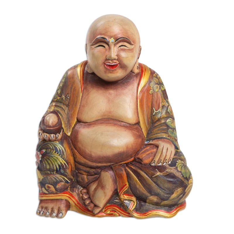 Novica Handmade Buddha Of Nature Wood Sculpture