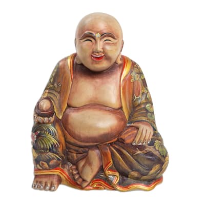 Novica Handmade Buddha Of Nature Wood Sculpture