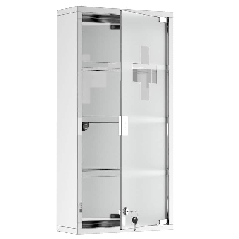 kleankin Wall Mounted Medicine Cabinet, Stainless Steel Frame,Silver