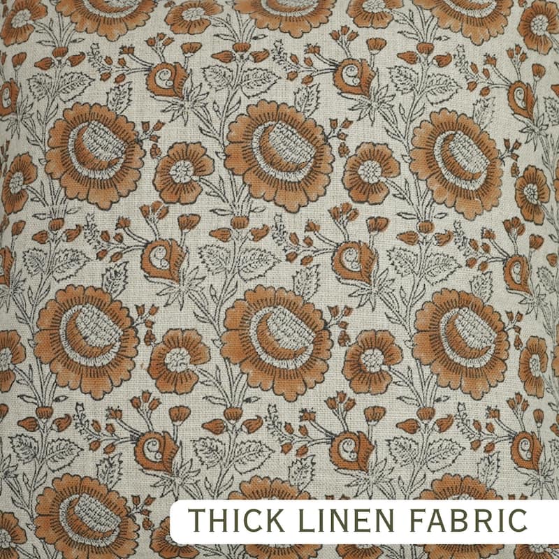 Fabdivine Heavy Linen Floral Ruffled Both Side Cushion Cover Home Décor Accent