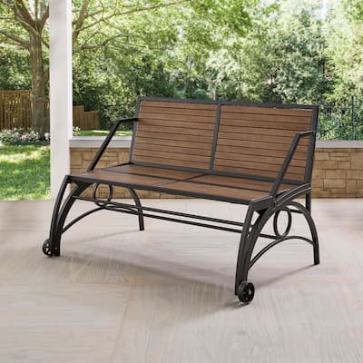 Saba Convertible Walnut Finish Black Metal Outdoor Table/Bench by iNSPIRE Q Oasis