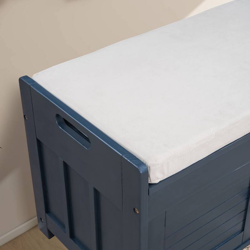 43.5" Storage Bench With Linen Blend Cushion