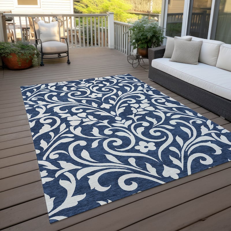 Machine Washable Indoor/ Outdoor Chantille Traditional Elegant Rug - Navy - 2'6" x 3'10"